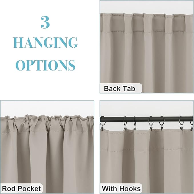 RYB HOME Blackout Curtains for Living Room, Privacy Thermal Insulating Window