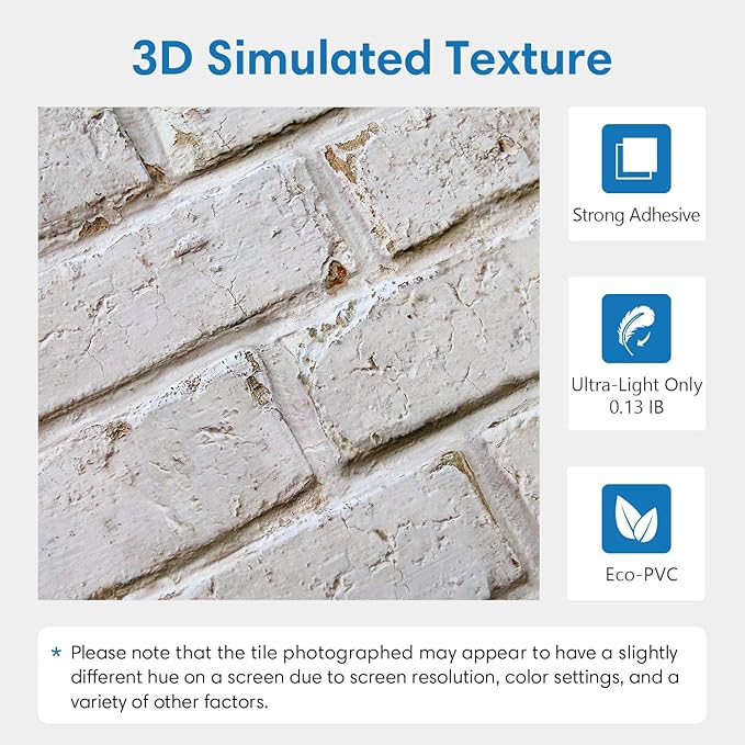 COMSTICKC 3D Faux Brick Wall Panels Peel and Stick, Small Size Self Adhesive