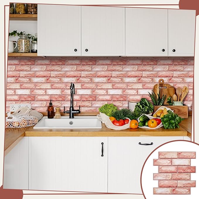 12PCS 3D Wall Panels Peel and Stick Foam Faux Brick Wall Panels, Self-Adhesive