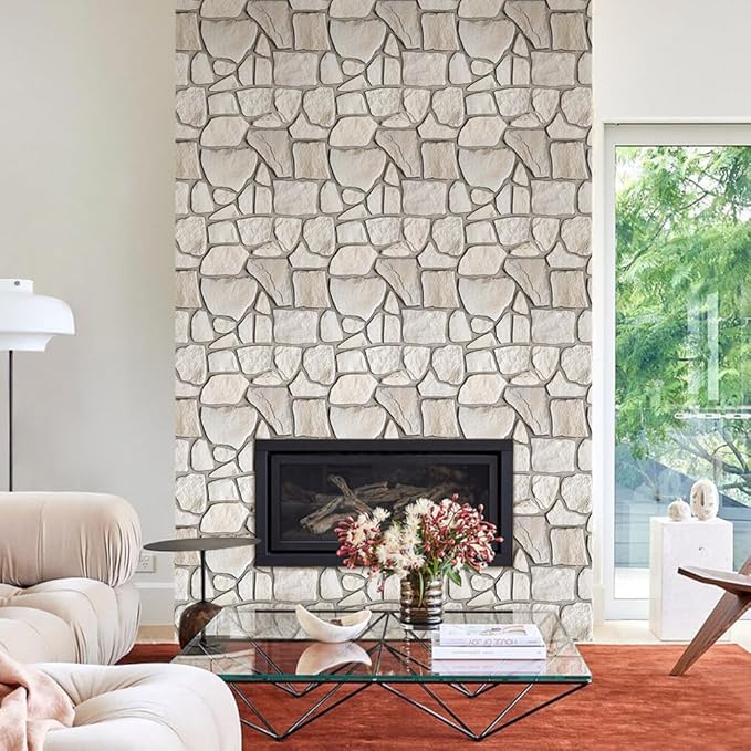 COMSTICKC 3D Faux Stone Wall Sticker Peel and Stick Wall Panels, Not Real Stone