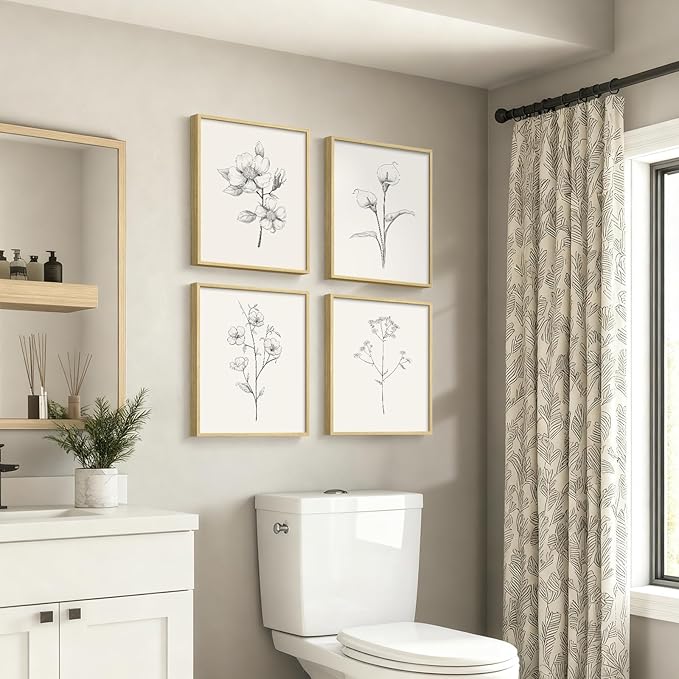 Framed Botanical Wall Art for Bathroom