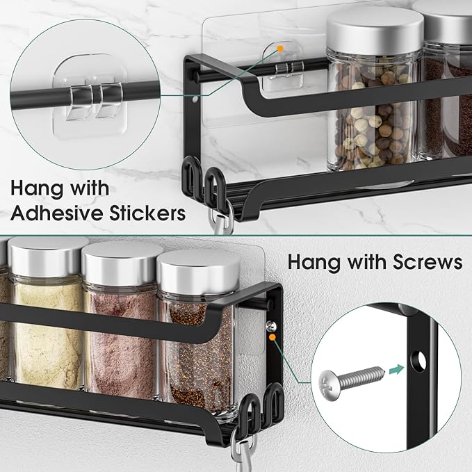 LUCYCAZ 4 Pack Wall Mounted Spice Rack