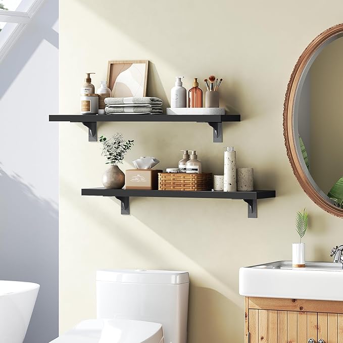 HOOBRO Floating Shelves for Wall, 23.6" Wall Mounted Shelves Set of 2, Hanging