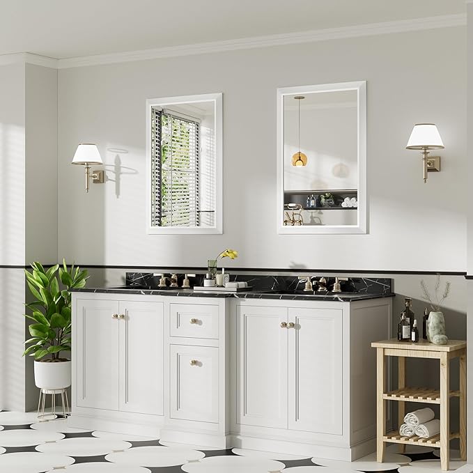 24x36 Inch White Bathroom Mirror