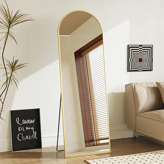 Sweetcrispy 58"x19" Arched Full Length Mirror, Leaning or Standing Full Body