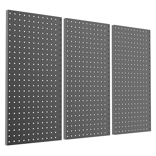 Pegboard Smith Metal Pegboard Panels 12" x 24", 3 Pack Black Wall Mounted Tool