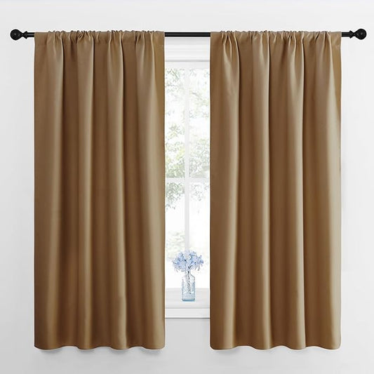 NICETOWN Gold Brown Blackout Curtains Panels