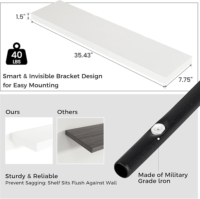 Venusmiles Floating Shelves for Wall 36 inch Long, Engineered Wood Wall Shelves