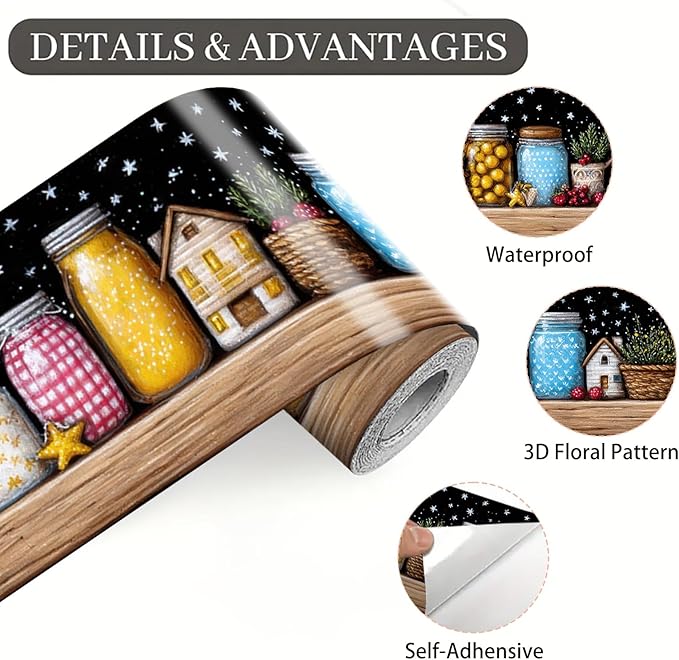 Mason Jar Wallpaper Border 196x4 Inch Removable Wall Border Peel and Stick