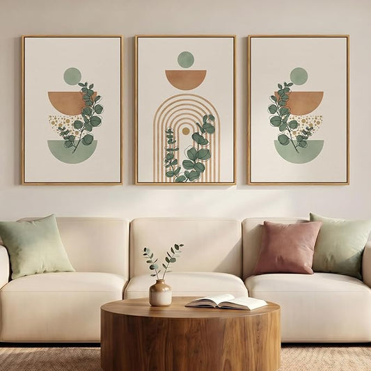 Large Framed Abstract Boho Wall Art