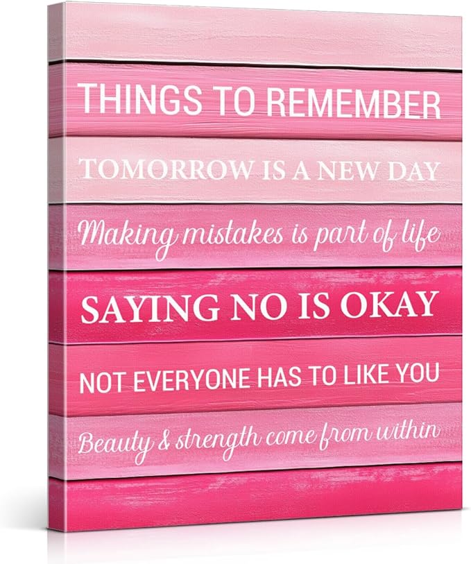 Inspirational Pink Wall Art Decor, Preppy Motivational Room Sign