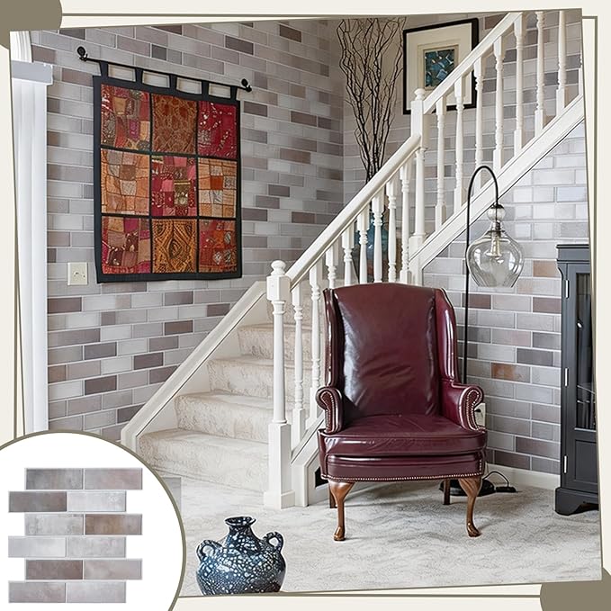 12PCS 3D Wall Panels Peel and Stick Foam Faux Brick Wall Panels, Self-Adhesive