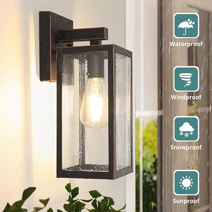 MAXvolador Outdoor Wall Sconce, Exterior Waterproof Wall Lantern Light Fixture