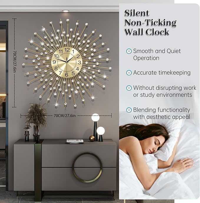 Extra Large Wall Clocks for Living Room Big Modern Wall Clock Silent Battery