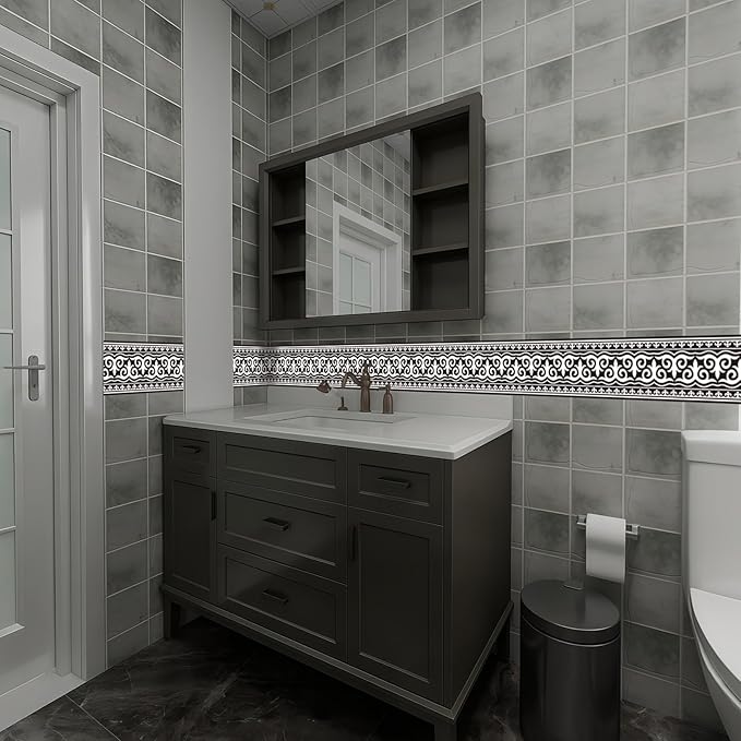 Wallpaper Border Trim Peel and Stick Vintage Black and White Boarders Self