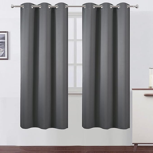 LEMOMO Grey Thermal Blackout Curtains/42 x 72 Inch/Set of 2 Panels Room