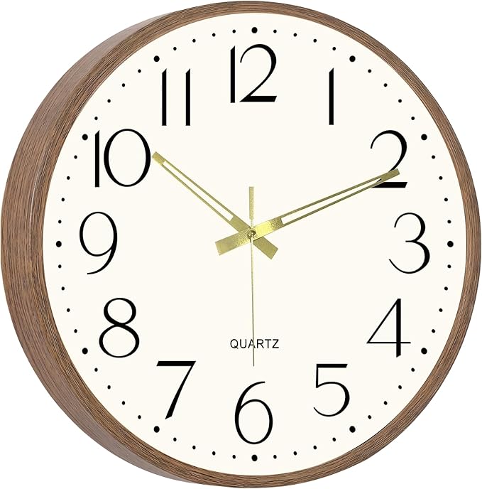 Vintage Wall Clock 14 Inch Quartz Silent Non-Ticking Analog Clock Battery
