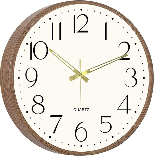 Vintage Wall Clock 14 Inch Quartz Silent Non-Ticking Analog Clock Battery