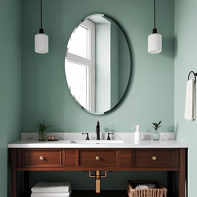 Frameless Oval Mirror, Bathroom Mirror