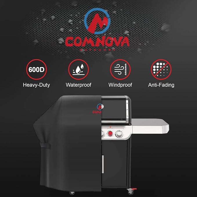 Comnova Grill Cover 65 Inch - 7131 BBQ Cover for Weber Genesis 400 Series and 4 Burner Gas Grill, 600D Heavy Duty & Waterproof for E435, E410, E440 (Not Fit 2022 E-435)
