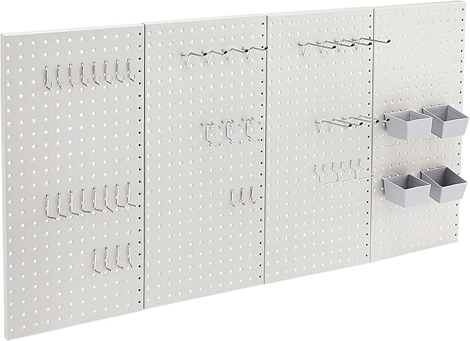 Amazon Basics Rectangular Metal Pegboard Wall Organizer, Tool Storage