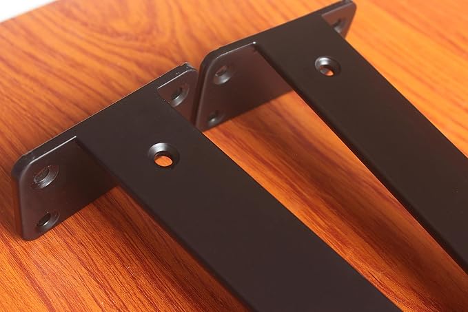 8 Pack - 12 inch Black Hidden L Shelf Bracket Iron Floating Shelf Brackets