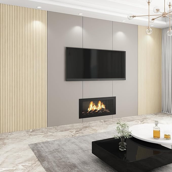 8-Pack WPC Wall Panels 118’’ x 6.3’’ 3D Slat Wall Panel Acoustic Wall Paneling