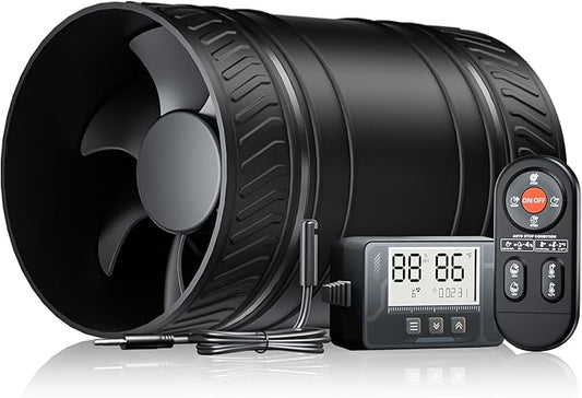 4 Inch Inline Duct Fan with Humidity Sensor and Remote, Upgraded 6-Speed Control with Timer Humidity & Temperature, Low Noise HVAC Ventilation Fan in Basement Bathroom Workshop Attic