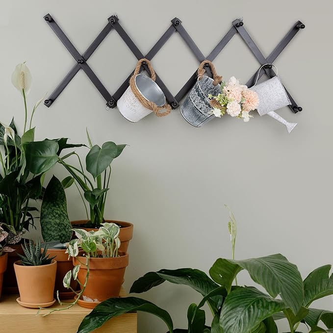 SCUNDA Wall Rack with 14 Hooks, Wooden Wall Expandable Coat Rack
