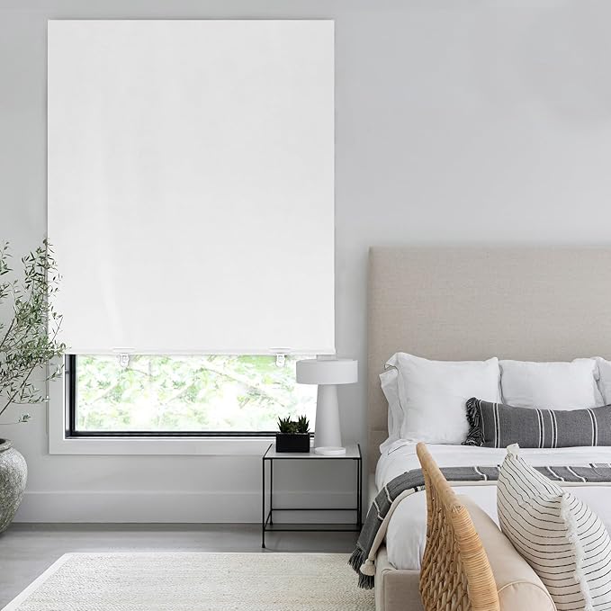 LazBlinds 100% Blackout Roller Shades, No Tools No Drill Cordless Blinds
