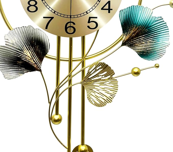 Wall Clocks for Living Room Decor, Unique 3D Metal Iron Ginkgo Leaf Wall Art