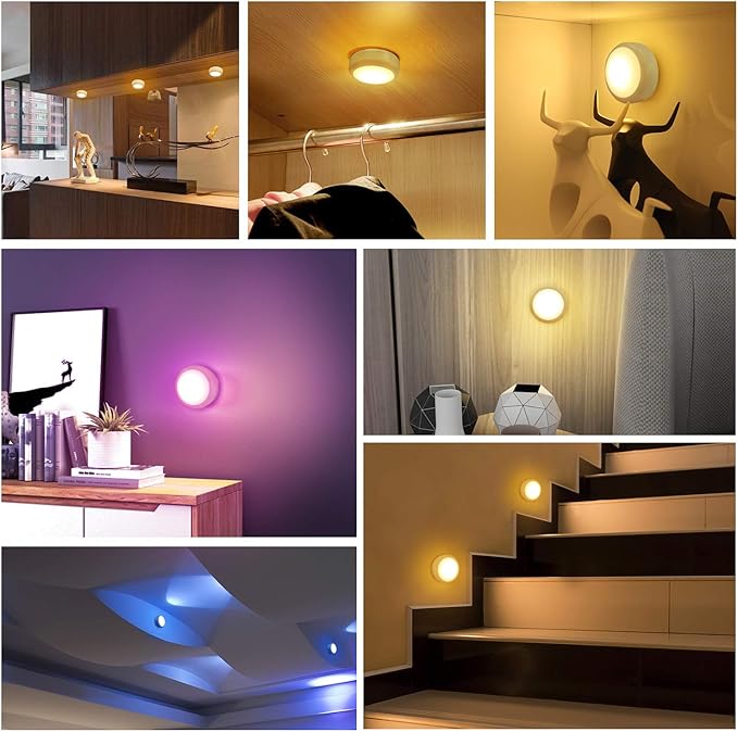 BLS LED Puck Lights with Remote Control, Wireless Under Cabinet & Closet