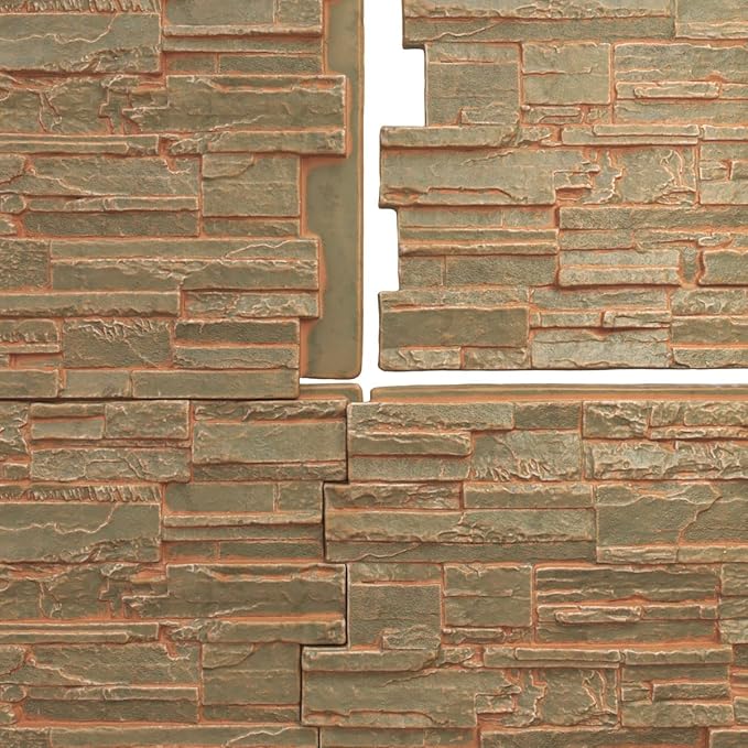 EverStone Cascade Faux Stone Panel, 48 5/8"W x 24 3/4"H x 1 1/4"D, Iron Mill
