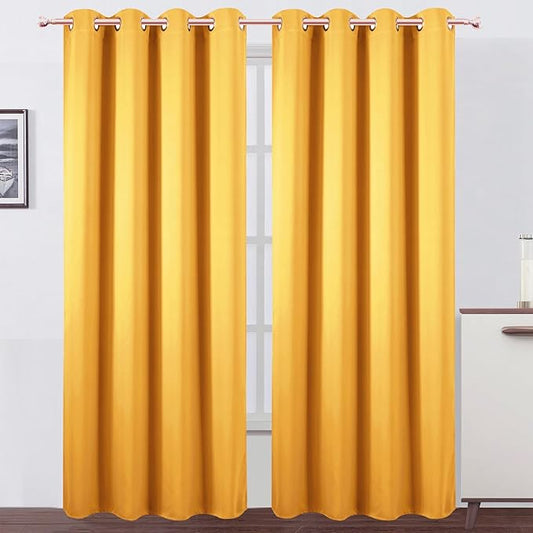 LEMOMO Blackout Curtains 52 x 120 Inch Long Yellow Curtains Set of 2 Panels