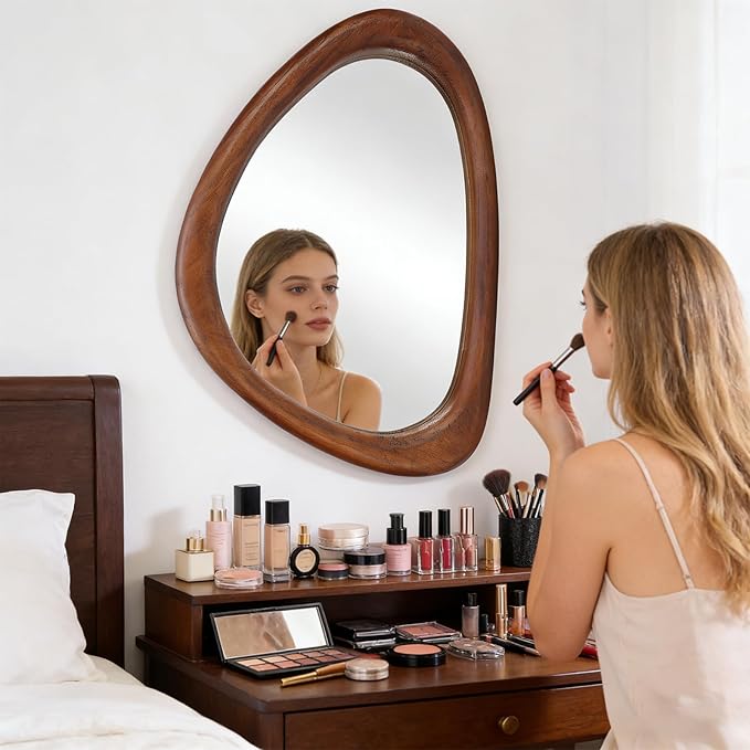 MAGFLERUM Irregular Wall Mirror, 30 * 20 inch Asymmetrical Wood Mirrors