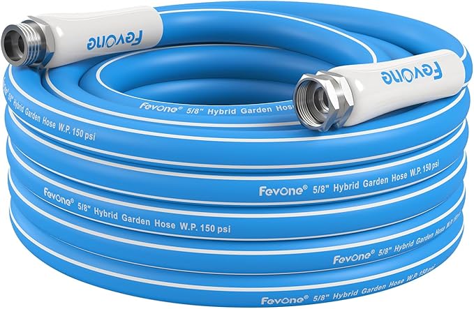 Fevone 35 ft Garden Hose, Heavy Duty Water Hose, Hybrid Polymer, Kink Resistance, Flexible, Durable, Leak Free, Aluminum Fittings, 3/4" GHT, 5/8" ID, 600 Psi, Drinking Water Safe