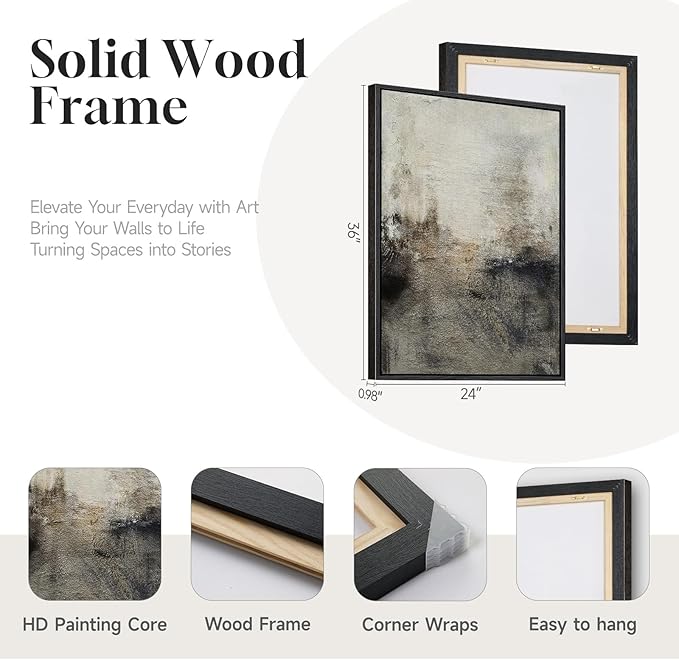 Large Framed Neutral Abstract Wall Art Set of 2