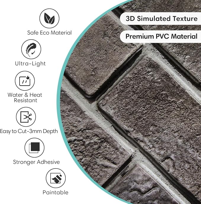 Commomy 3D Faux Brick Wallpaper Wall Tiles
