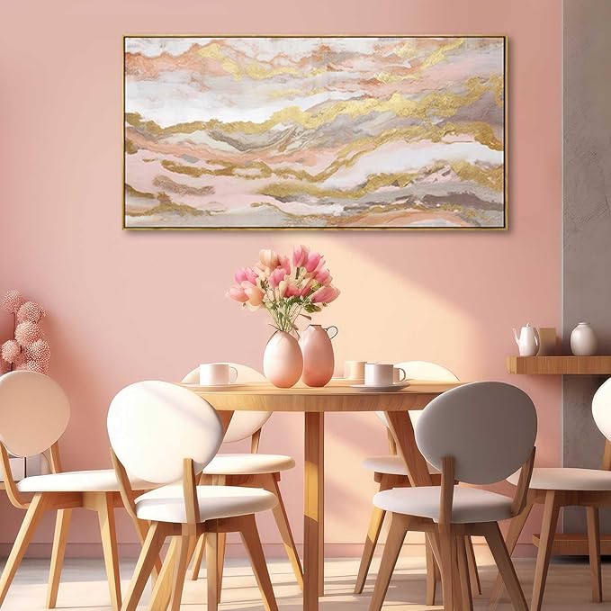 YJYart Pink Abstract Wall Art/Girl Room 20x40 Inch/Large Wall Art