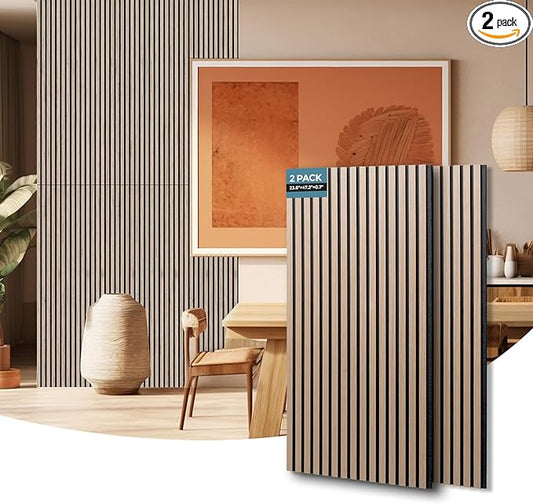 AKUMAX 2 Pack Acoustic Panels, Wood Slat