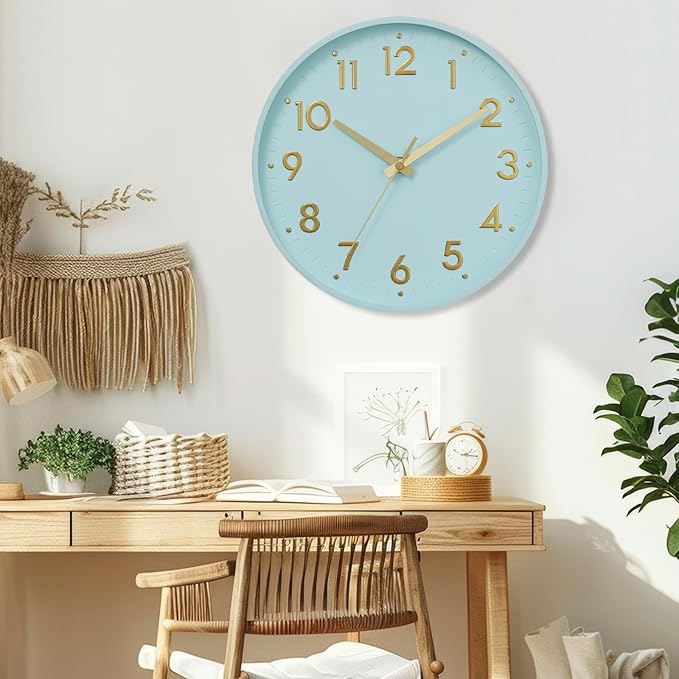 Mosewa Wall Clock 8 Inch, Wall Clocks Battery Operated Silent Non-Ticking