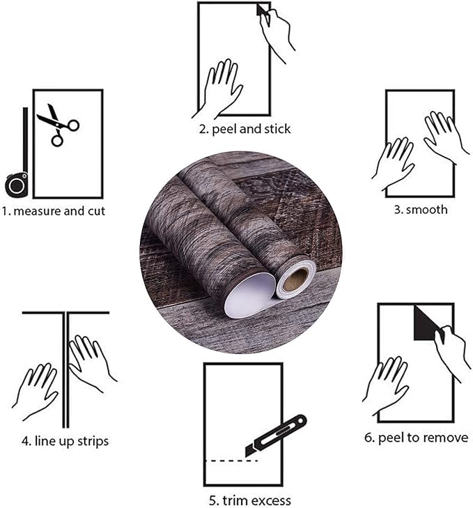 WENMER 17.71" x 394" Grey Wood Peel and Stick Shiplap Self Adhesive Wallpaper