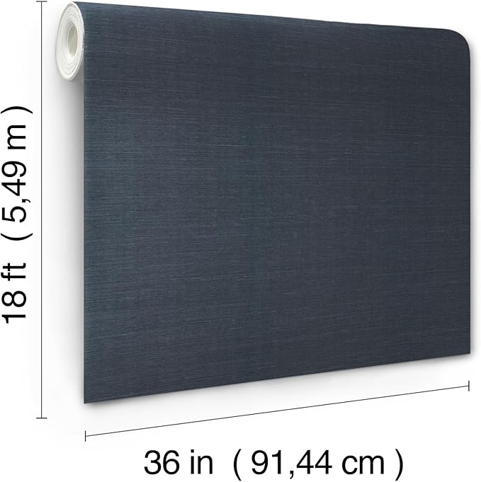 York Wallcoverings Natural Sisal Navy Peel and Stick Grasscloth Wallpaper