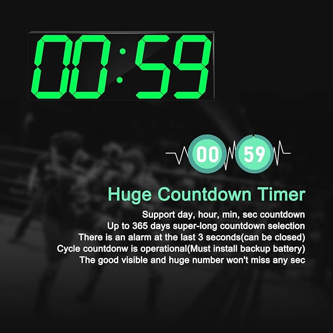 CHKOSDA LED Large Digital Wall Clock, Oversize Wall Clock