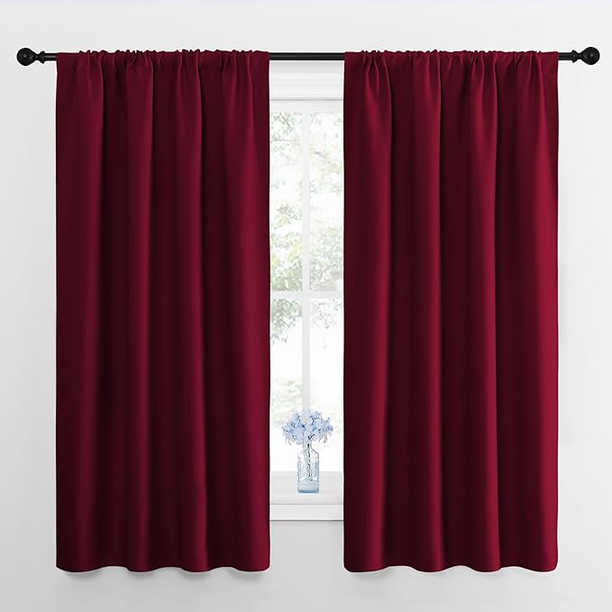 NICETOWN Blackout Curtains for Bedroom, Wine Red, 1 Pair, 42 by 45-inch
