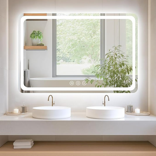 Led Bathroom Mirror with Lights, Anti-Fog & Tri-Color Lighting