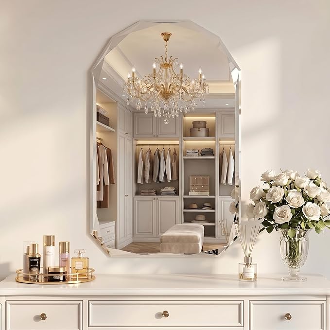 Suidia Bathroom Mirror, Frameless Bathroom Mirror