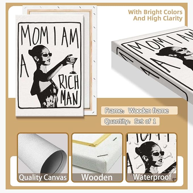 Mom I Am A Rich Man Aesthetic Retro Music Goblet Poster Feminist canvas Wall
