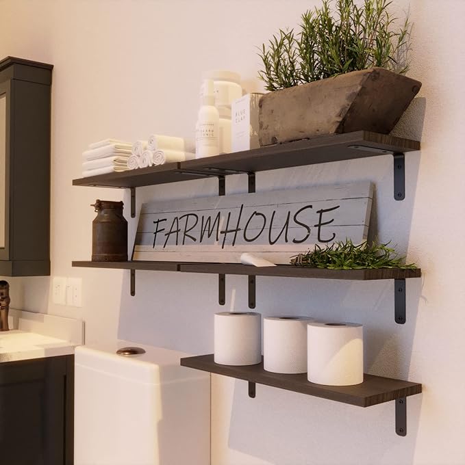 RICHER HOUSE Floating Shelves for Wall Décor, Rustic Wood Wall Mounted Shelves