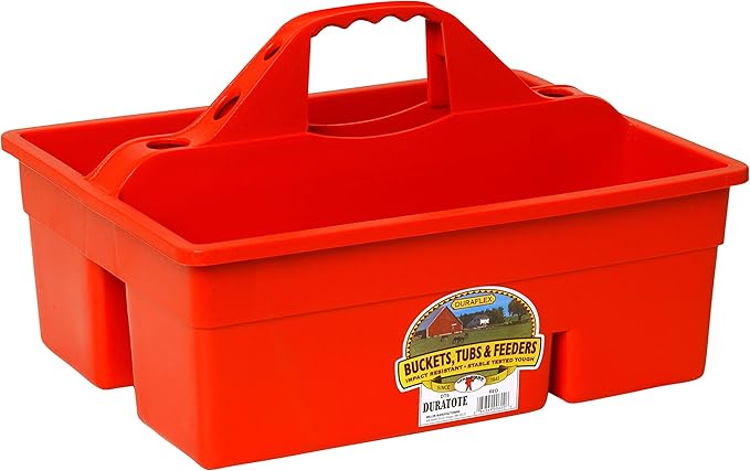 Little GiantÂ® Plastic DuraTote | Horse Grooming DuraTote | Durable Tote Box Organizer with Easy Grip Handle | Extra Thick Sidewalls | Red